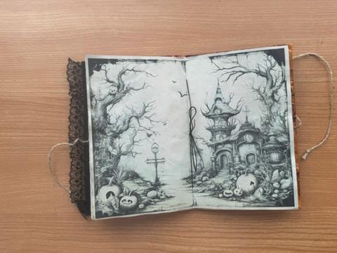 Blood Moon Manor Halloween Junk Journal, October Coven No. 6 of 8, Gothic Witch Journal, Handmade Collector Grimoire