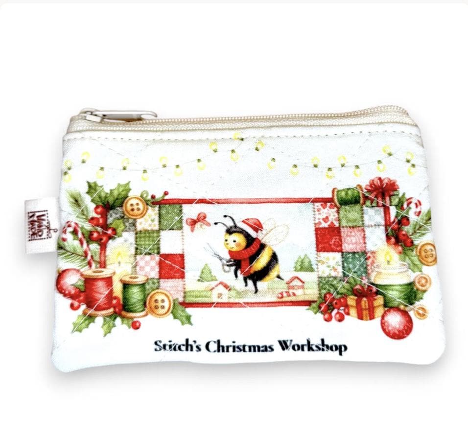 Peppermint Lane Christmas Zipper Pouch, Quilted Coin Purse, Small Holiday Pouch, Stocking Stuffer, Choose Your Design