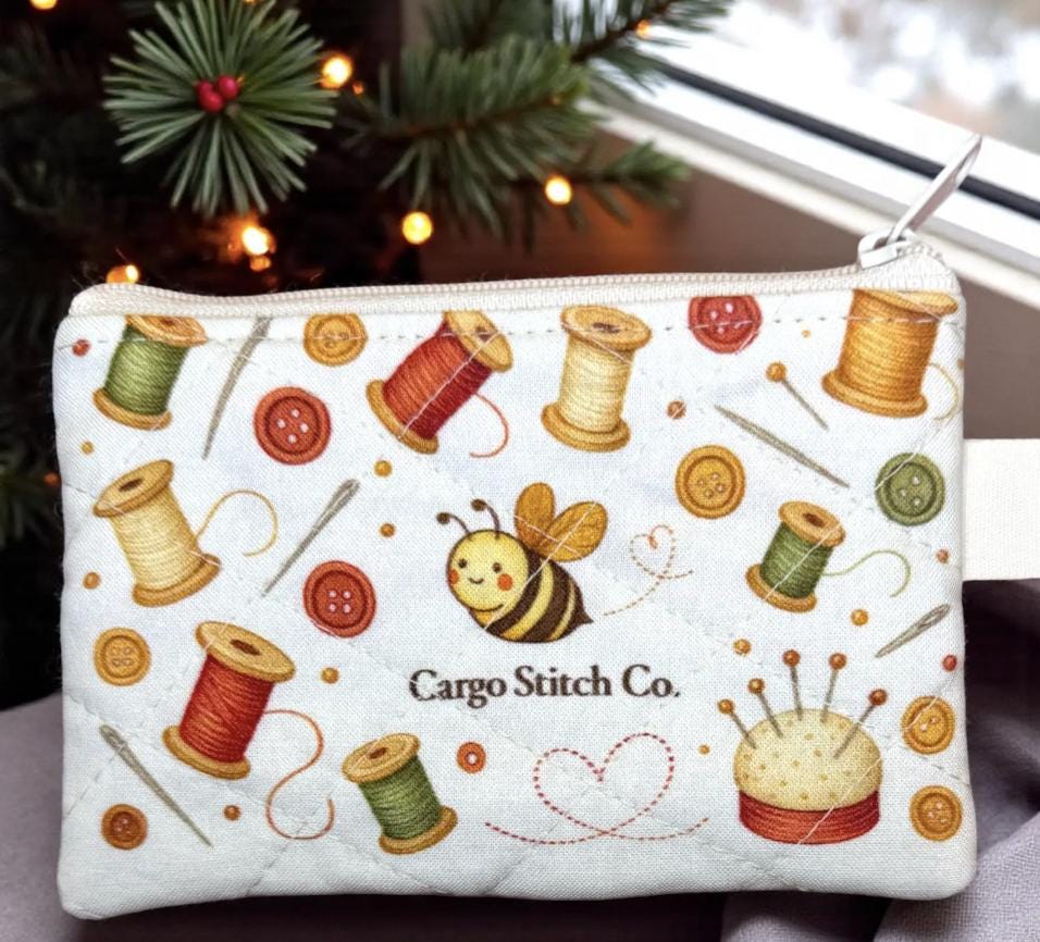 Peppermint Lane Christmas Zipper Pouch, Quilted Coin Purse, Small Holiday Pouch, Stocking Stuffer, Choose Your Design