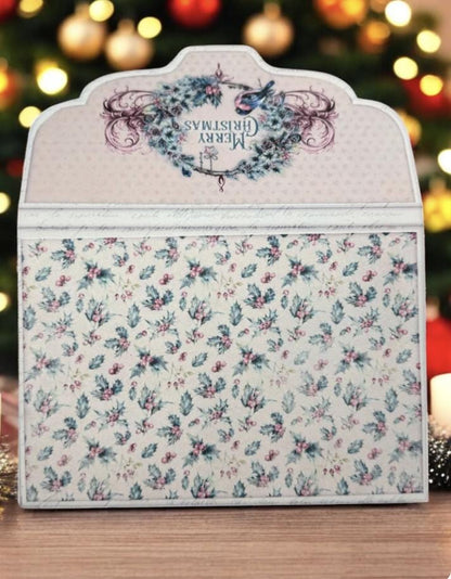 Pink Christmas Accordion File Folder, 5 Pocket Journal Organizer, Stocking Stuffer, Ephemera & Sticker Storage