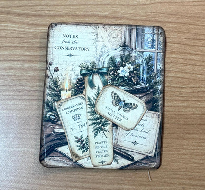 Handmade Loaded Tag Set, 4 Victorian Christmas Junk Journal Tags with Envelope & Ephemera, Eleanor’s Winter Conservatory
