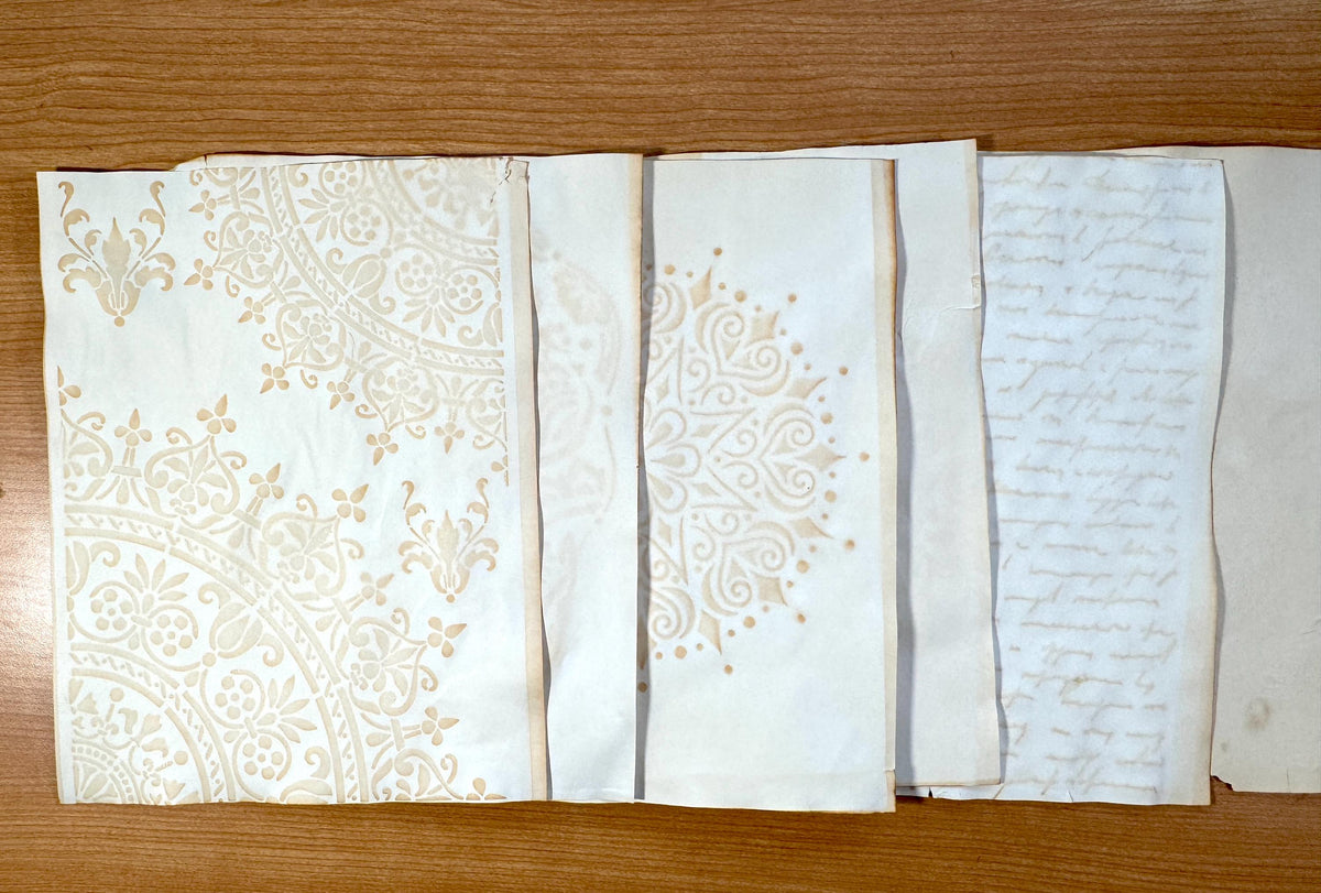 Hand Dyed Coffee Junk Journal Paper, Tea-Stained Paper, Stenciled, Mottled, Vintage Craft Ephemera, Bulk Paper Packs 5-500 Sheets