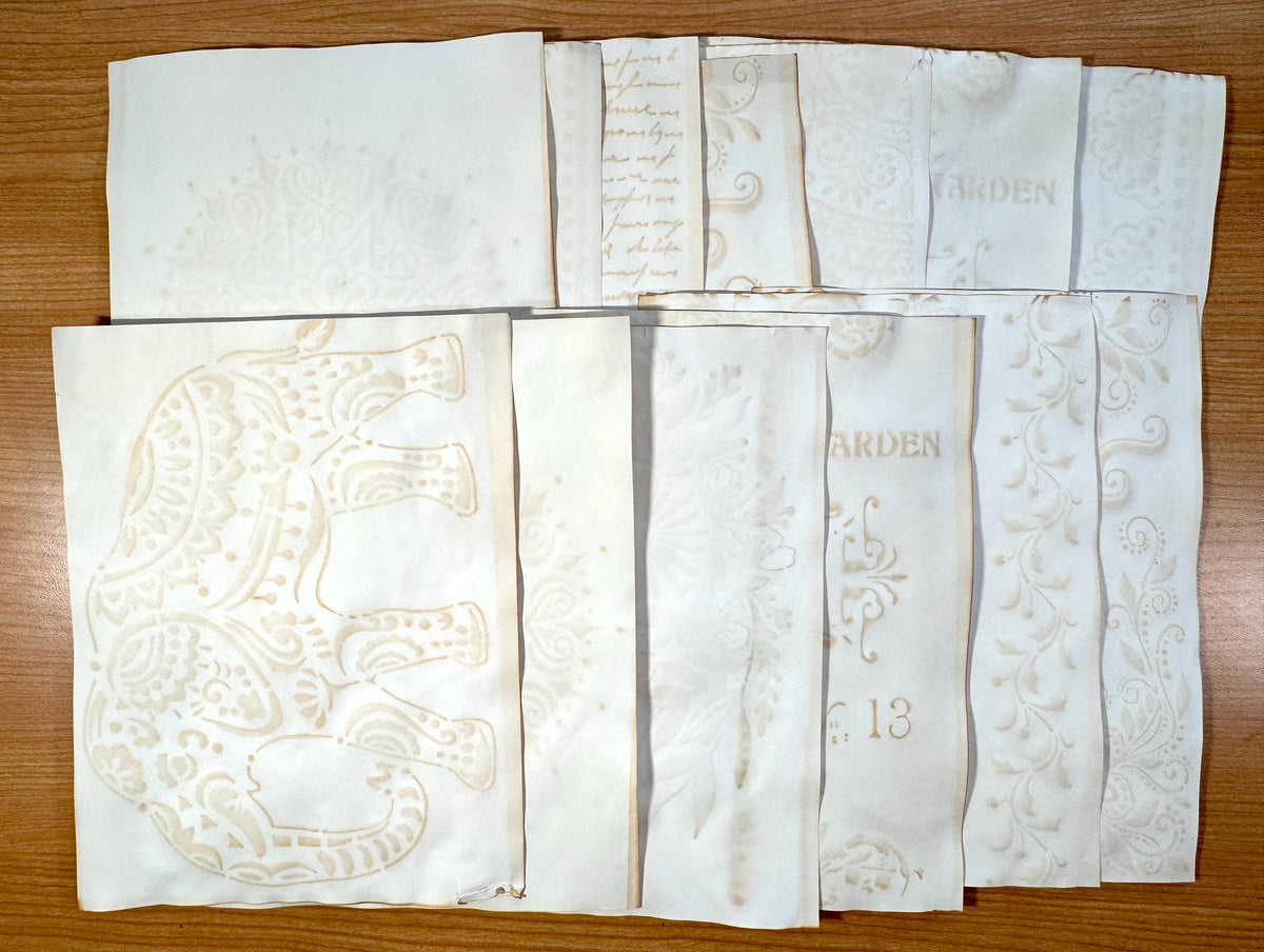 Hand Dyed Coffee Junk Journal Paper, Tea-Stained Paper, Stenciled, Mottled, Vintage Craft Ephemera, Bulk Paper Packs 5-500 Sheets