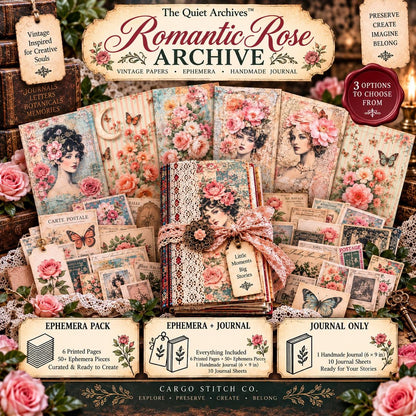 Romantic Rose Archive Junk Journal Ephemera Bundle | Vintage Floral Paper Pack | Victorian Ladies | Handmade Journal Kit