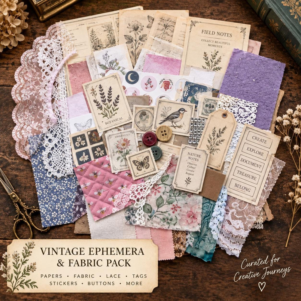 Victorian Expandable Envelope Junk Journal | Handmade Coffee Dyed Journal | 126 Pages | Interactive Journal Pockets, Envelopes & Ephemera