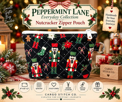 Large Zipper Pouch – Nutcracker Makeup Organizer & Travel Bag – Ready to Ship | Includes Stickers and Mini Zine Story