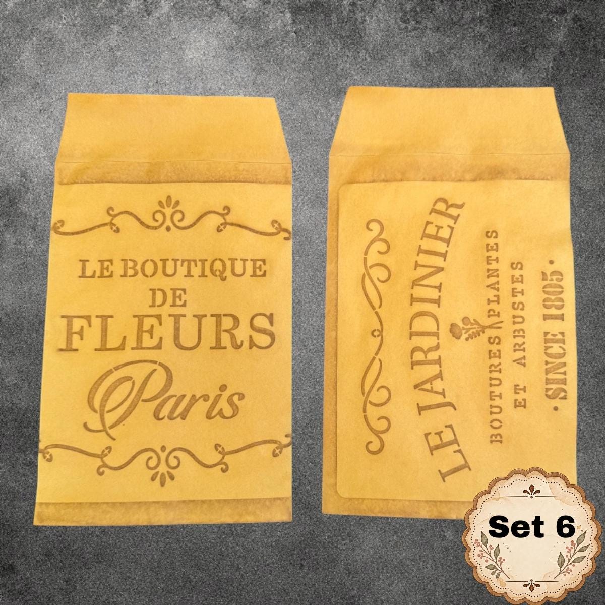Hand Dyed Coffee Stained Envelopes & Paper Bags, Stenciled Junk Journal Ephemera, Vintage Paper Craft Supplies