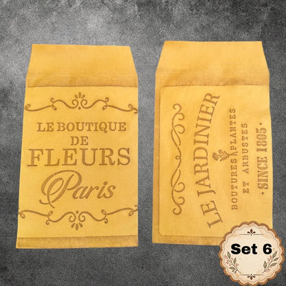 Hand Dyed Coffee Stained Envelopes & Paper Bags, Stenciled Junk Journal Ephemera, Vintage Paper Craft Supplies