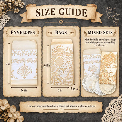 Hand Dyed Coffee Stained Envelopes & Paper Bags, Stenciled Junk Journal Ephemera, Vintage Paper Craft Supplies
