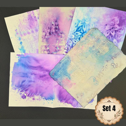 Hand Dyed Paper Ephemera Set | WYSIWYG Purple Paper Pack | Exact Set Shown | Junk Journal & Collage Supplies