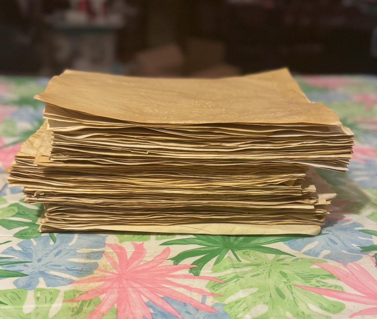 Coffee Dyed Paper & Tea Dyed Paper for Junk Journals | Handmade Stenciled, Mottled, Aged, Vintage Paper With Ephemera Pack