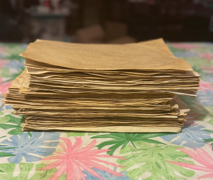 Coffee Dyed Paper & Tea Dyed Paper for Junk Journals | Handmade Stenciled, Mottled, Aged, Vintage Paper With Ephemera Pack