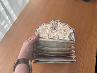 Steampunk Accordion File Folder, 4 Pocket Ephemera Organizer, Junk Journal Storage, Handmade Paper Folder