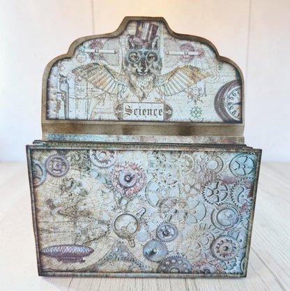 Steampunk Accordion File Folder, 4 Pocket Ephemera Organizer, Junk Journal Storage, Handmade Paper Folder