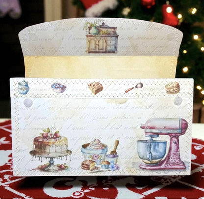 Christmas Baking Accordion File Folder, 17 Pocket Recipe & Ephemera Organizer, Holiday Junk Journal Storage