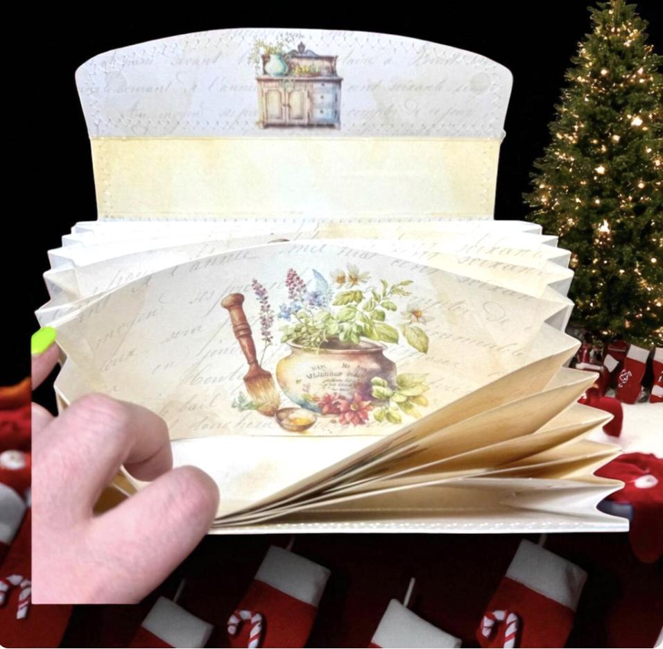 Christmas Baking Accordion File Folder, 17 Pocket Recipe & Ephemera Organizer, Holiday Junk Journal Storage