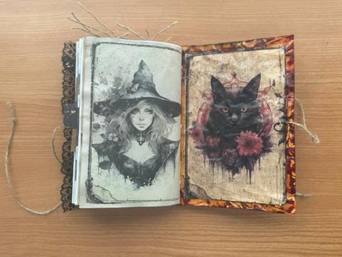 Potion Keeper’s Ledger Halloween Junk Journal, 80 Pages, 50+ Ephemera, October Coven Grimoire, Handmade Gothic Journal