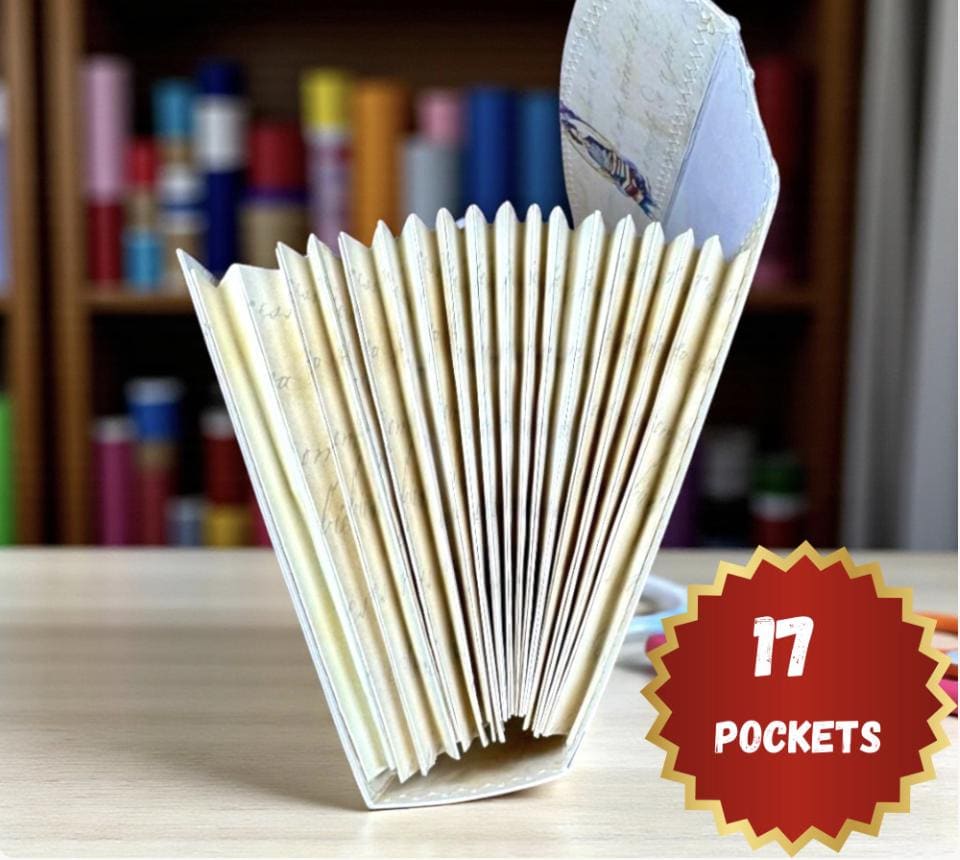 Accordion File Folder, 17 Pocket Ephemera Organizer, Junk Journal Storage, Paper Craft Organizer, Storykeeper