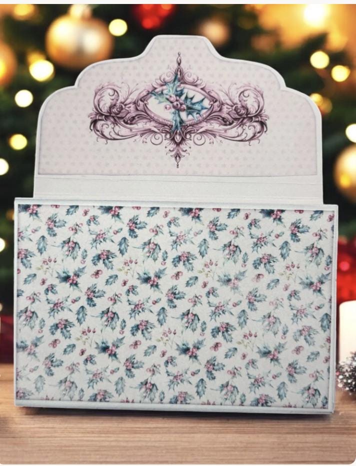 Pink Christmas Accordion File Folder, 5 Pocket Journal Organizer, Stocking Stuffer, Ephemera & Sticker Storage