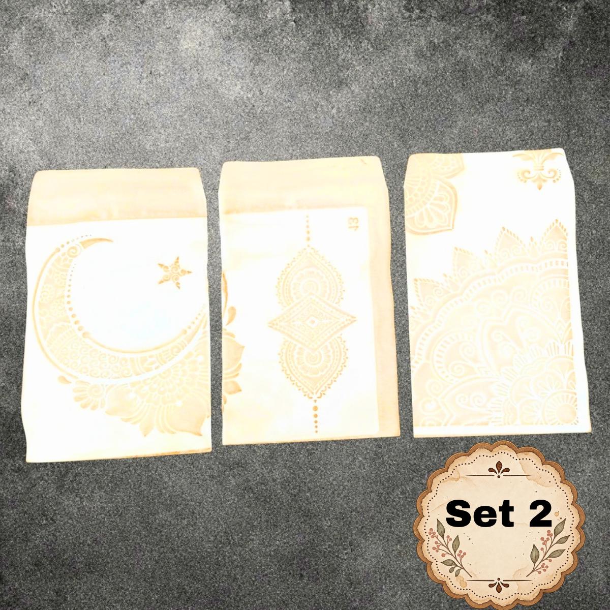 Hand Dyed Coffee Stained Envelopes & Paper Bags, Stenciled Junk Journal Ephemera, Vintage Paper Craft Supplies