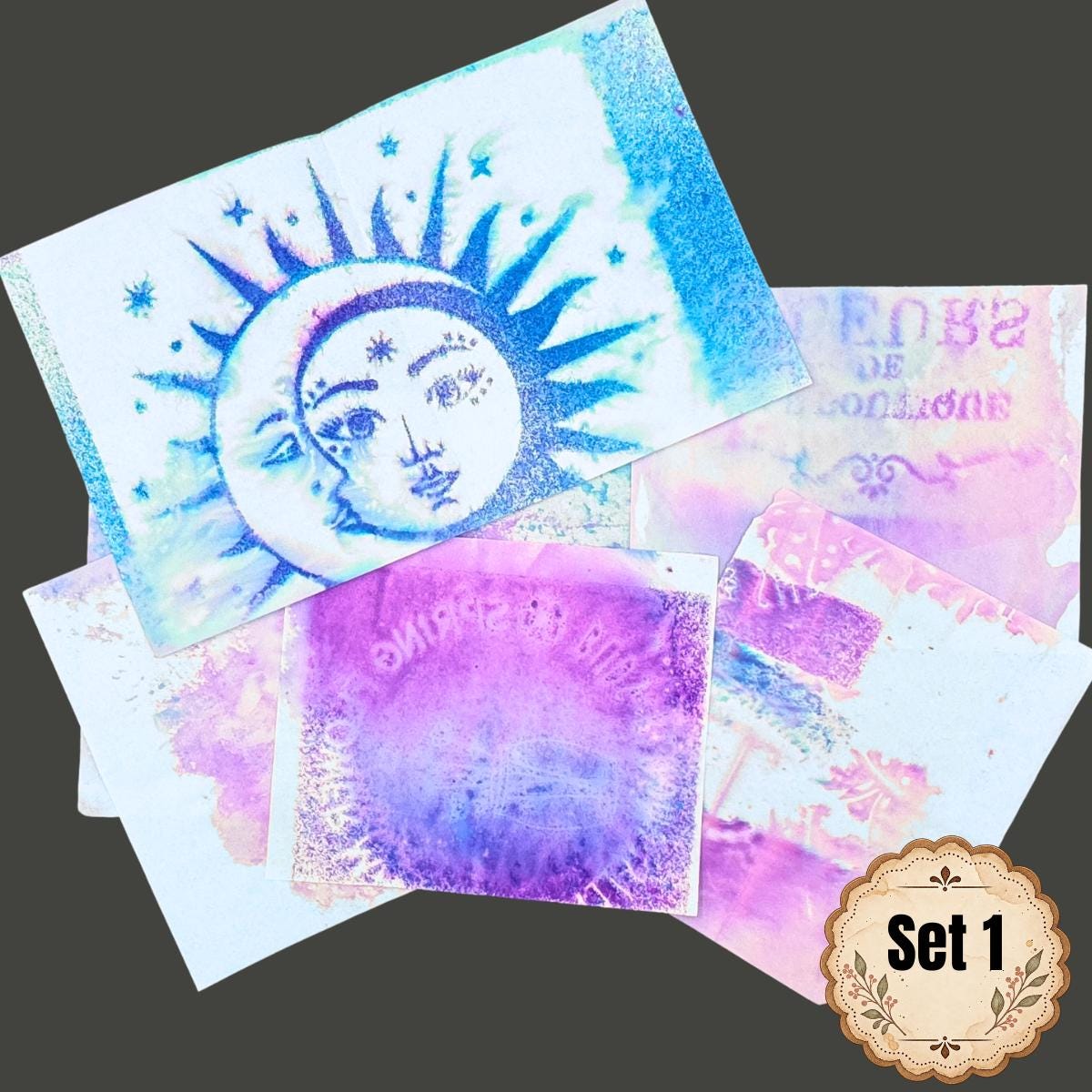 Hand Dyed Paper Ephemera Set | WYSIWYG Purple Paper Pack | Exact Set Shown | Junk Journal & Collage Supplies