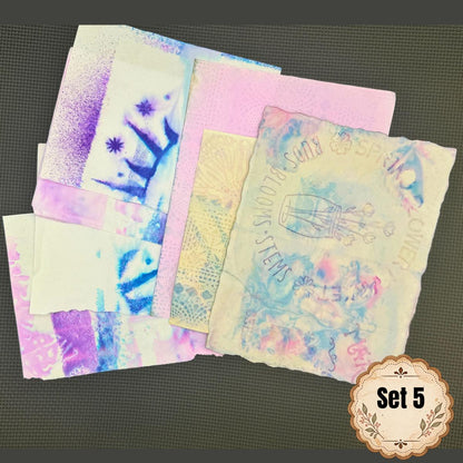 Hand Dyed Paper Ephemera Set | WYSIWYG Purple Paper Pack | Exact Set Shown | Junk Journal & Collage Supplies