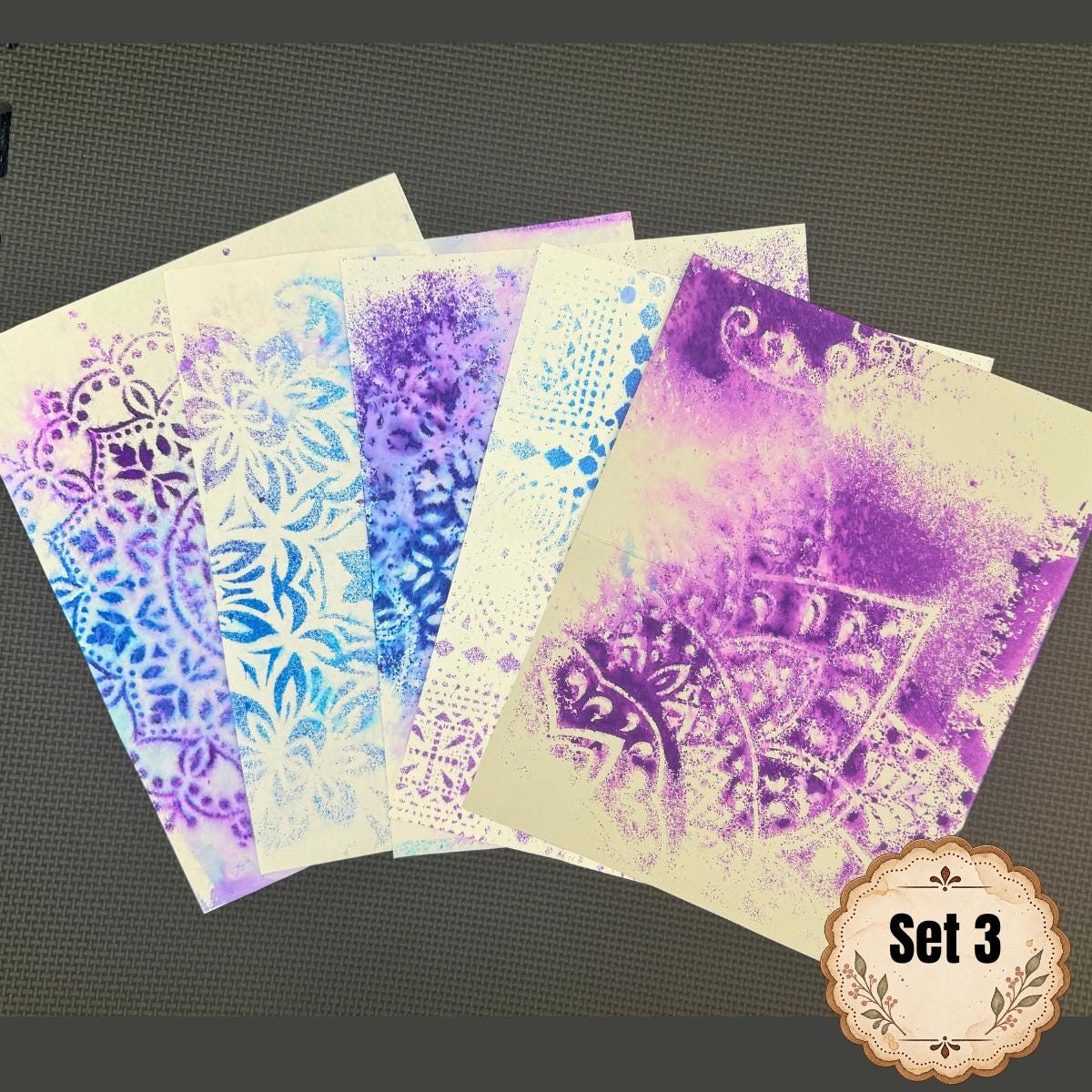 Hand Dyed Paper Ephemera Set | WYSIWYG Purple Paper Pack | Exact Set Shown | Junk Journal & Collage Supplies