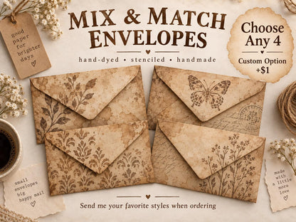 Coffee Dyed Paper Ephemera Set, Hand Stenciled Junk Journal Paper, Vintage Collage Pack, Mixed Media Craft Supplies