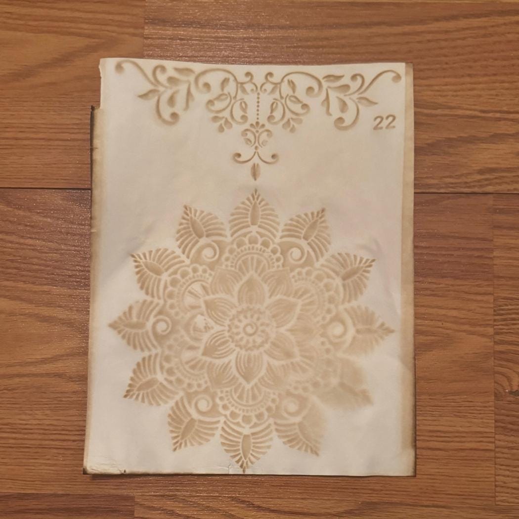 Hand Dyed Stenciled Paper Bundle, Vintage Junk Journal Pages, Celestial & Botanical Paper, Handmade Journal Supplies