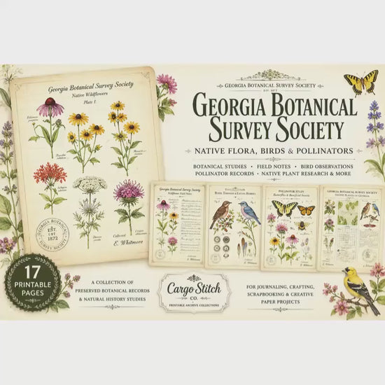 Georgia Botanical Survey Society Native Flora Collection | Vintage Botanical Wildflower & Bird Studies Natural History Ephemera