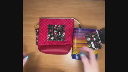 XL Nutcracker Zipper Pouch – Peppermint Lane Extra Large Quilted Project Bag with Pockets – Holiday Makeup Purse– Christmas Gift