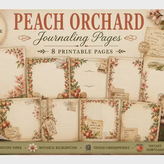Peach Orchard Journaling Pages | Vintage Botanical Writing Paper | Peach Blossom Stationery | Printable Journal Pages | Junk Journal Kit