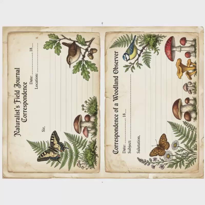 Naturalist Correspondence Archive Volume I | Woodland Field Notes Printable Kit, Nature Journal Ephemera, Observation Records, Journal Pages