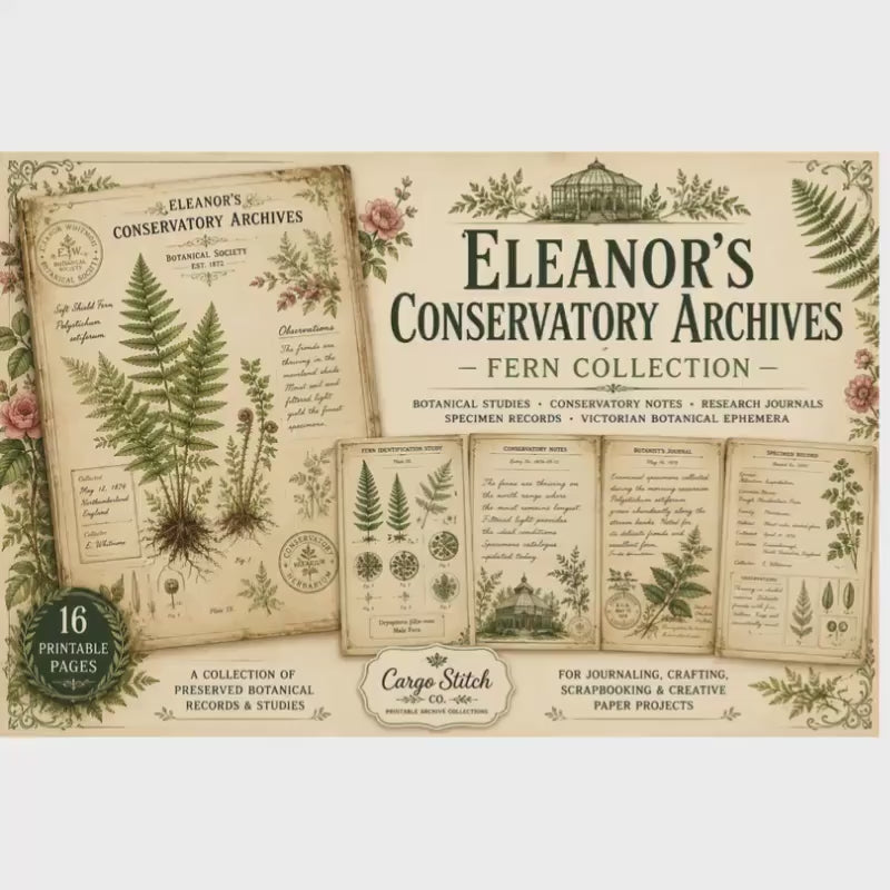 Eleanor's Conservatory Archives Fern Collection | Botanical Journal Papers | Vintage Botanical Ephemera | Printable Nature Collection