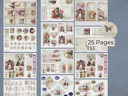 The Seamstress’s Diary: Chronicles of Creativity, Ephemera Pack, Vintage Sewing Junk Journal Kit, Tags, Tickets & Floral Sewing Elements