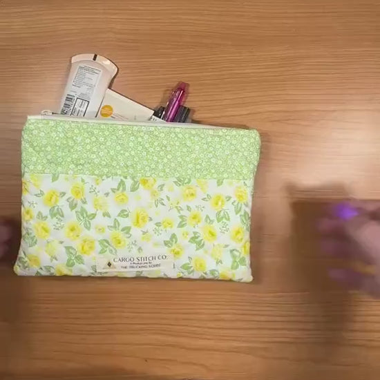 Handmade Quilted Zipper Pouch, 9x6 Craft & Makeup Bag, Pencil and Journal Supply Organizer, Choose Your Fabric