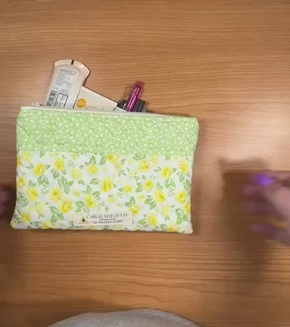Handmade Quilted Zipper Pouch, 9x6 Craft & Makeup Bag, Pencil and Journal Supply Organizer, Choose Your Fabric