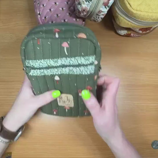 Mushroom Crossbody Bag, Quilted Small Purse, Peppermint Lane Quick Haul, Handmade Woodland Bag