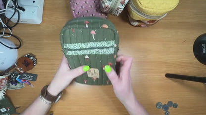 Mushroom Crossbody Bag, Quilted Small Purse, Peppermint Lane Quick Haul, Handmade Woodland Bag
