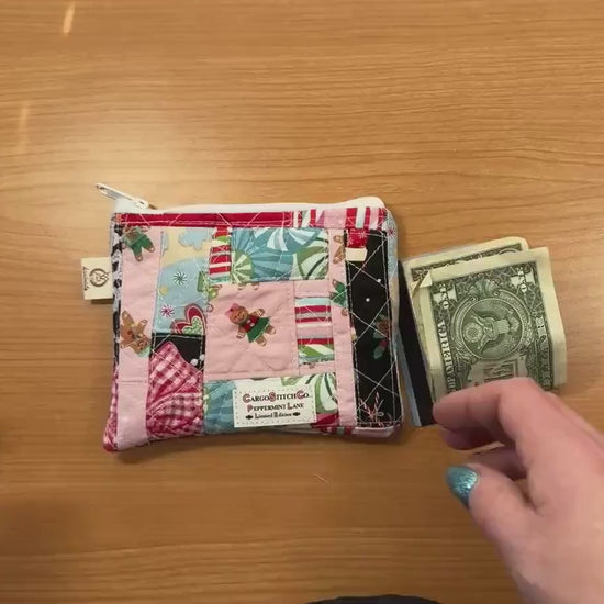 Scrap Series Mini Pouch • 5.5x5 Quilted Patchwork Christmas Zipper Bag • Limited Edition