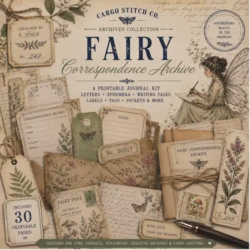 Fairy Correspondence Archive | Printable Fairy Journal Kit, Letters, Ephemera, Writing Pages, Vintage Archive Papers