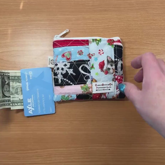 Mini Quilted Pouch Peppermint Lane Limited Edition Scrap Series 5x4 Small Coin Purse Handmade Gift Card Holder