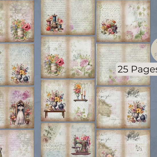 The Seamstress’s Diary Vol. 3 | 24 Page Vintage Sewing Folio Kit | Printable Junk Journal Ephemera