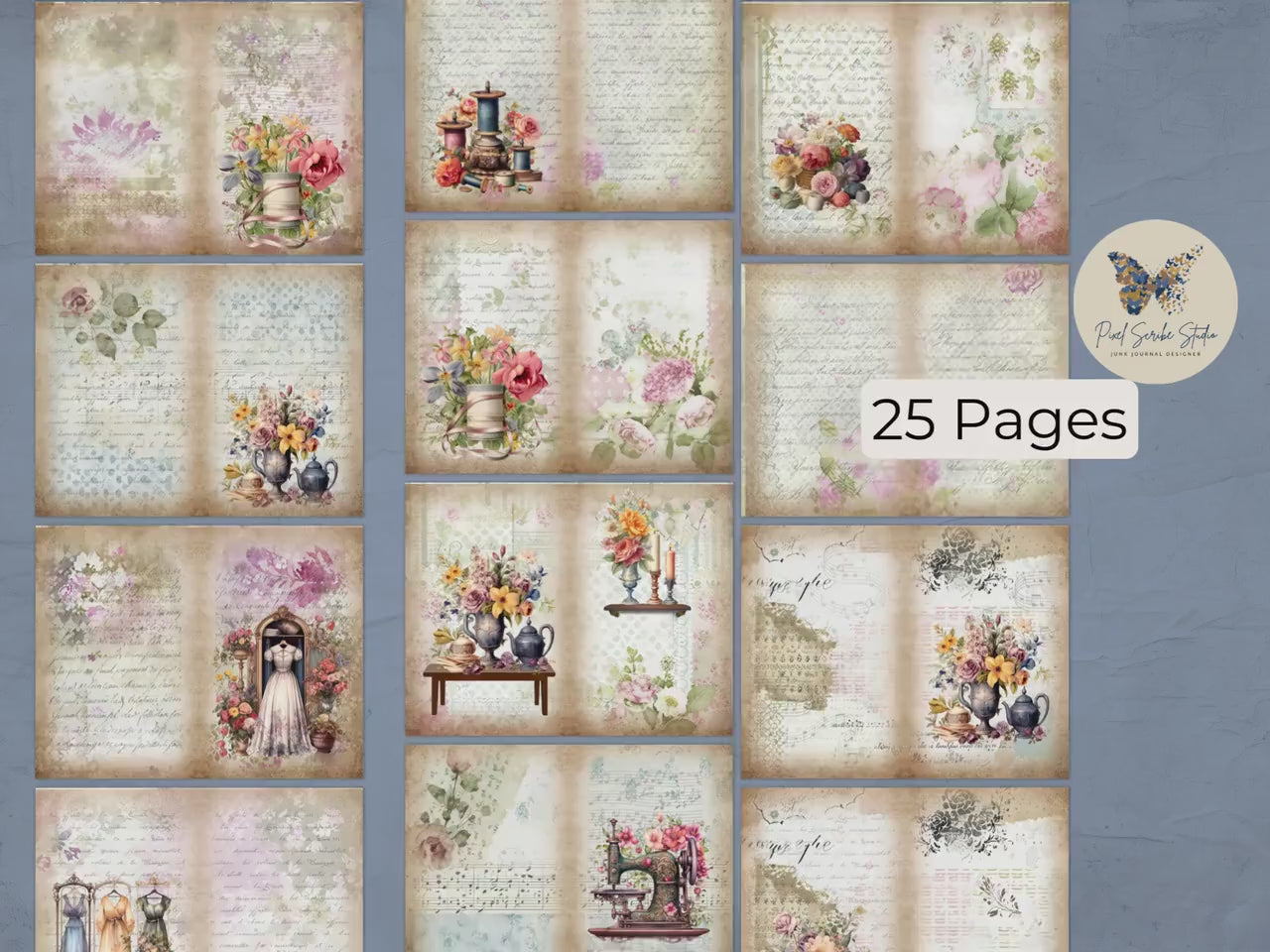 The Seamstress’s Diary Vol. 3 | 24 Page Vintage Sewing Folio Kit | Printable Junk Journal Ephemera