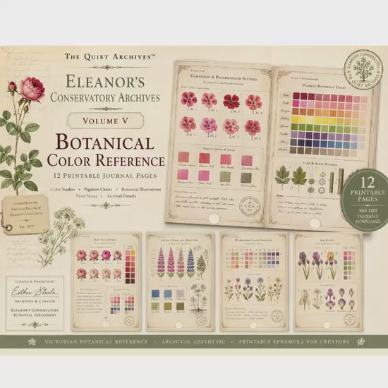 Botanical Color Reference Journal Pages | Volume V | The Quiet Archives™ | Eleanor's Conservatory Archives | Printable Botanical Ephemera