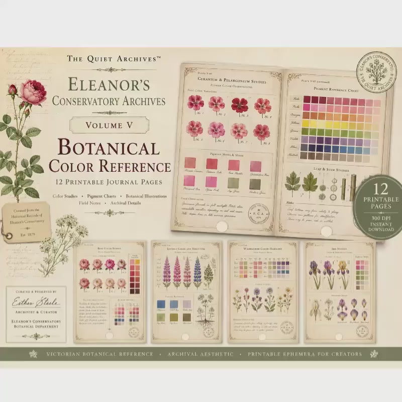 Botanical Color Reference Journal Pages | Volume V | The Quiet Archives™ | Eleanor's Conservatory Archives | Printable Botanical Ephemera