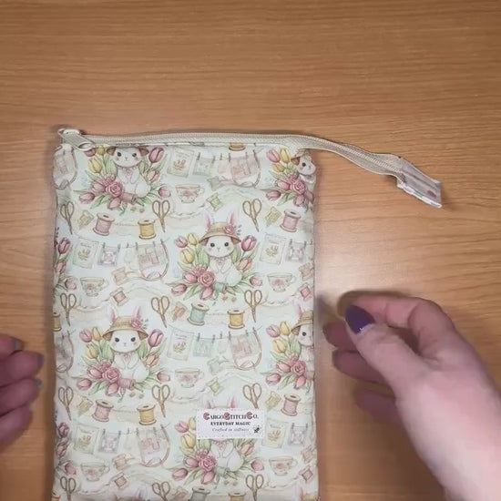 Kindle Sleeve with Zipper | Quilted E-Reader Case | Book Sleeve for Paperback & Journal | Bunny Sewing Gift