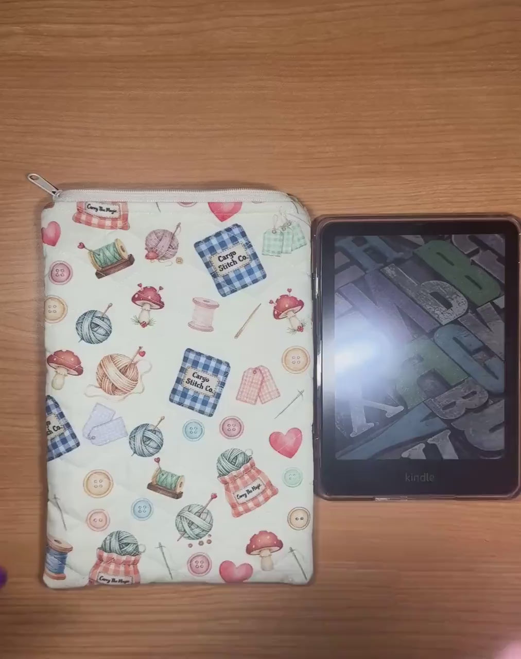 Quilted Book Sleeve, Kindle Sleeve, Journal Sleeve, Book Protector, Zippered Fabric Pouch, Reader Gift, Quilted Kindle Case