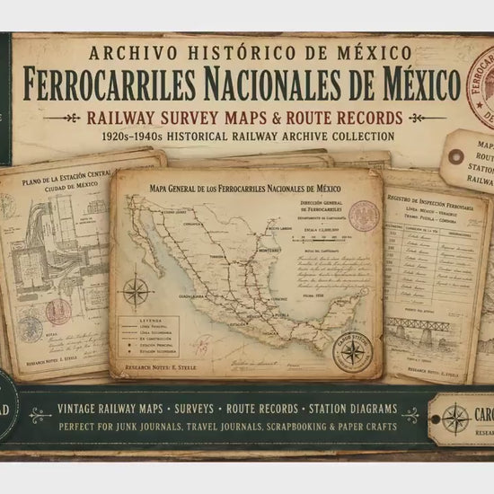 Mexico Railway Survey Maps | Ferrocarriles Nacionales de México | Vintage Railway Archive | Printable Journal Pages | Digital Download